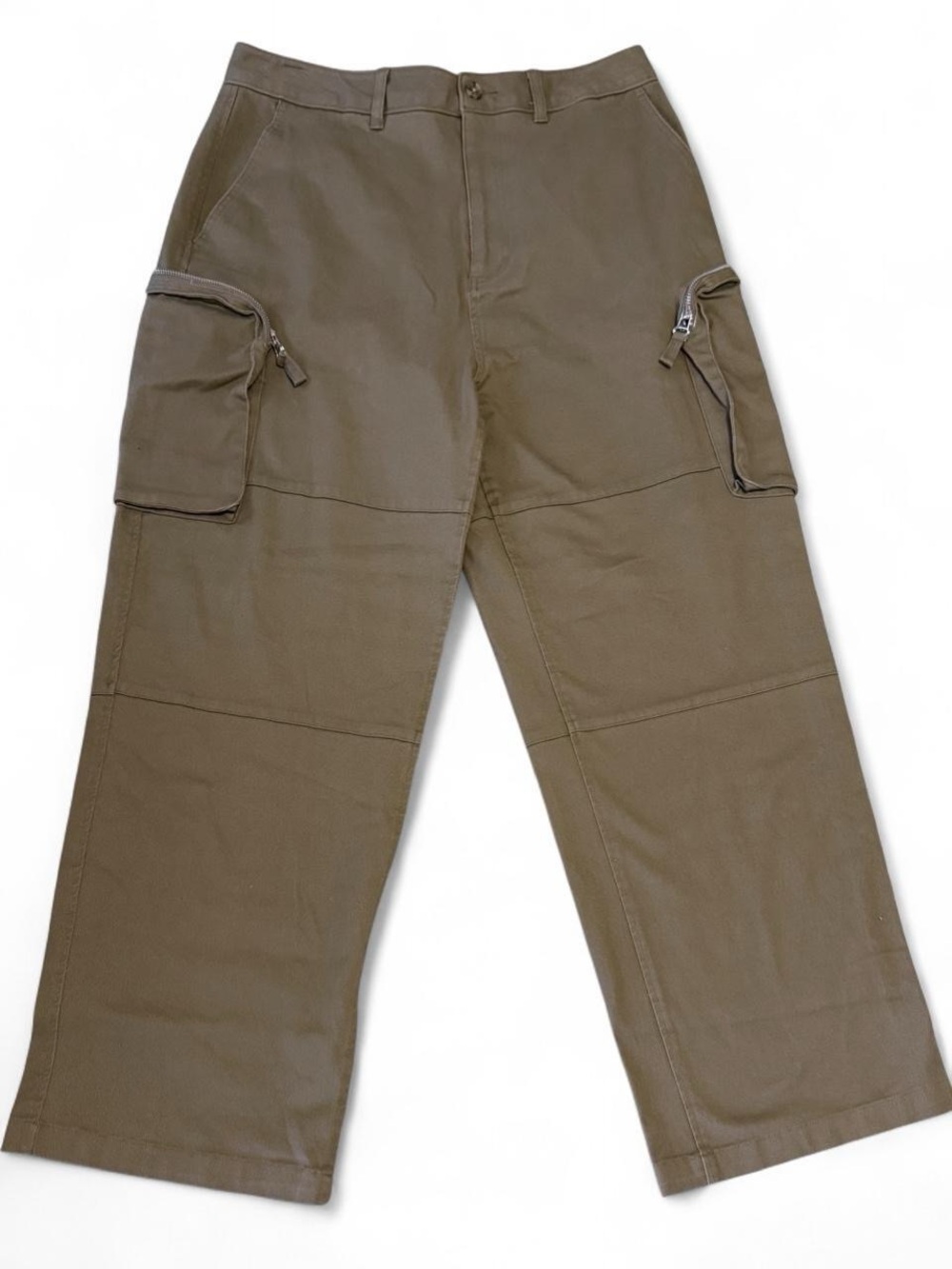 NWT Mode of One Mens Wide Leg Cargo Pants 32x30 Army Brown Utility Relaxed Fit